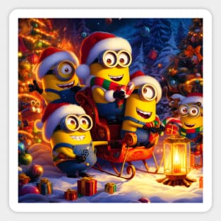 Merry Minions: Festive Christmas Art Prints Featuring Whimsical Minion Designs for a Joyful Holiday Celebration! Magnet